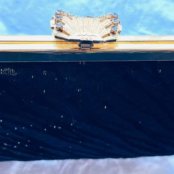 Fiona Vintage Black and Gold Clutch - Picture 3 of 4